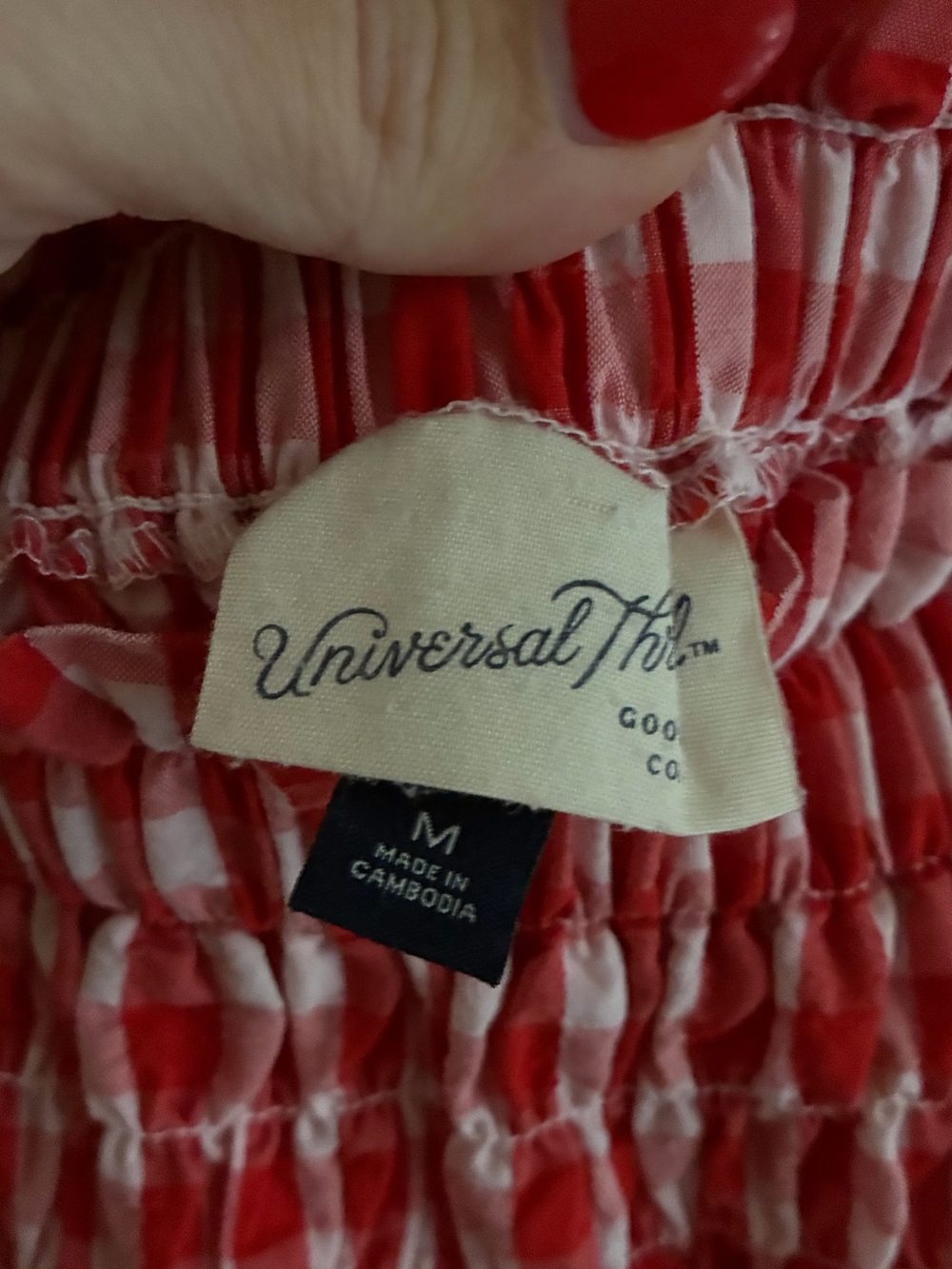 Universal Thread Red & White Gingham Smocked Maxi Skirt M - Picture 2 of 3